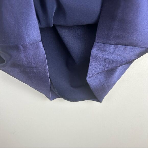 City Triangles Satin Navy Cocktail Dress One Shoulder Appliques Cutouts Sz 3 - Picture 14 of 15